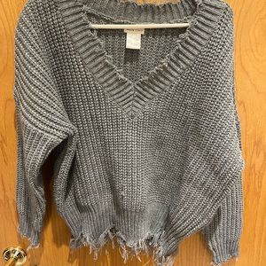 Grey Oversized Cropped Sweater